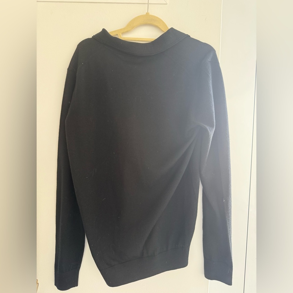 NWT M REISS MERINO WOOL LONG-SLEEVE POLO SHIRT IN BLACK - Picture 5 of 8